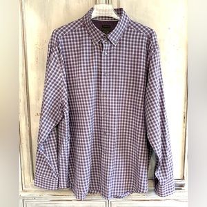 Jos. A Bank Reserve Purple Plaid Cotton Cashmere Shirt Sz XL